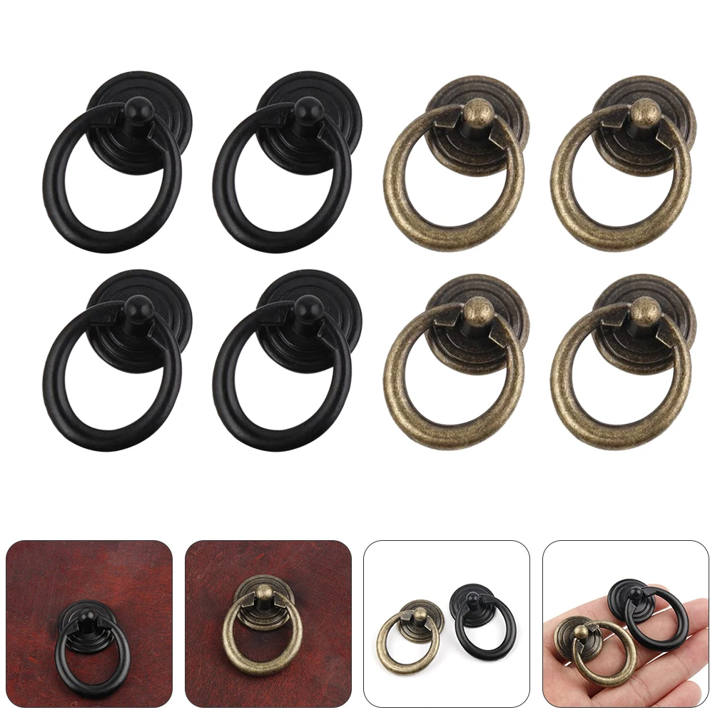 

10 set Vintage Round Pull Ring Drawer Handles for Jewelry Box Cabinet Door Dresser Furniture Durable Easy Install Decorative