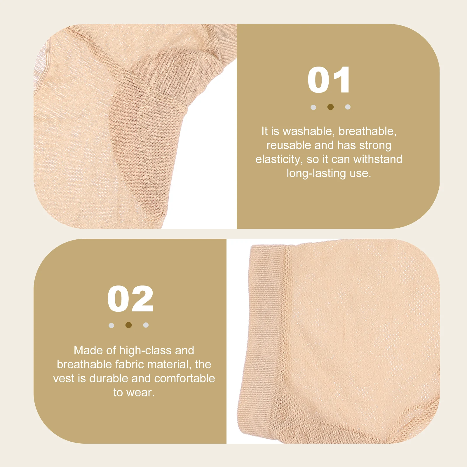 

Breathable Underarm Sweat-Absorbent For Women Armpit Sweat Vest Elastic Reusable Clothing Accessories Beige