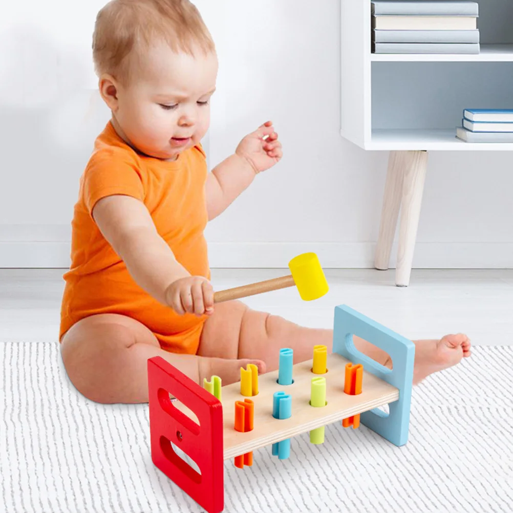 1 مجموعة أطفال اجتز مطرقة خشبية اللعب التعليمية المبكرة الضرب الخلد لعبة الأطفال التدريب التنمية المعرفية قصف #5