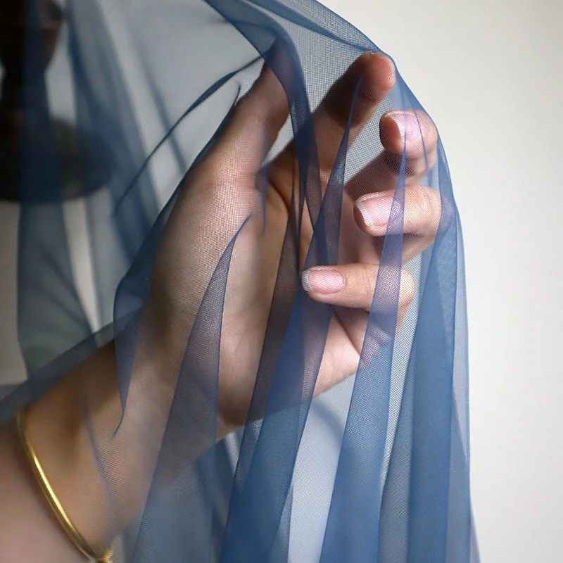 

Градиентная сетчатая тканевая юбка с поддержкой синего цвета, плотная прозрачная свернутая мягкая пряжа без костей