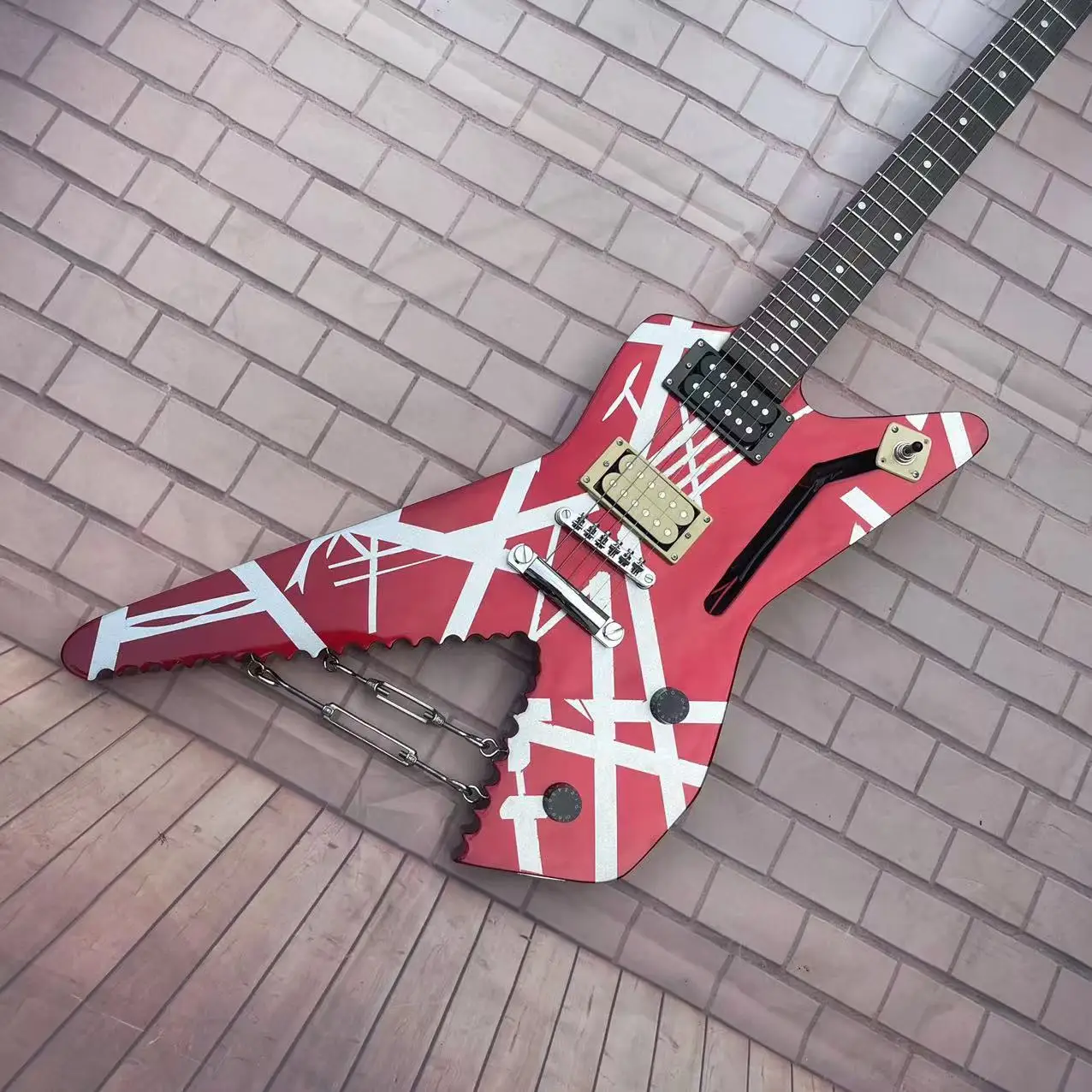 Electric Guitar Alien Shark 6-Chord Electric Guitar, Metal Red Body, Factory Realistic Photo, In Stock, Order and Ship Immediate