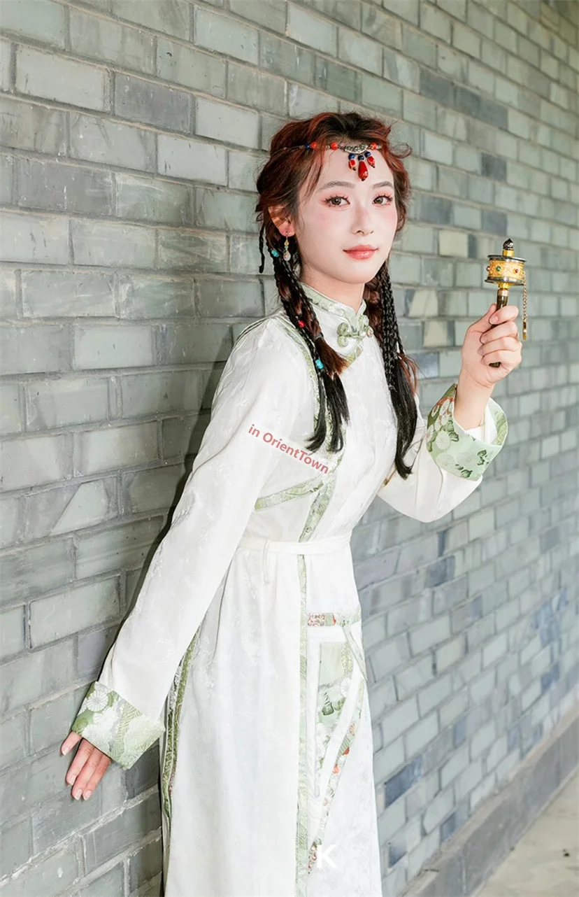 المرأة التبتية الربيع والخريف زهرة نمط لاسا الملابس السفر التصوير التبت رداء اللباس الوطني الصيني الحديث in026