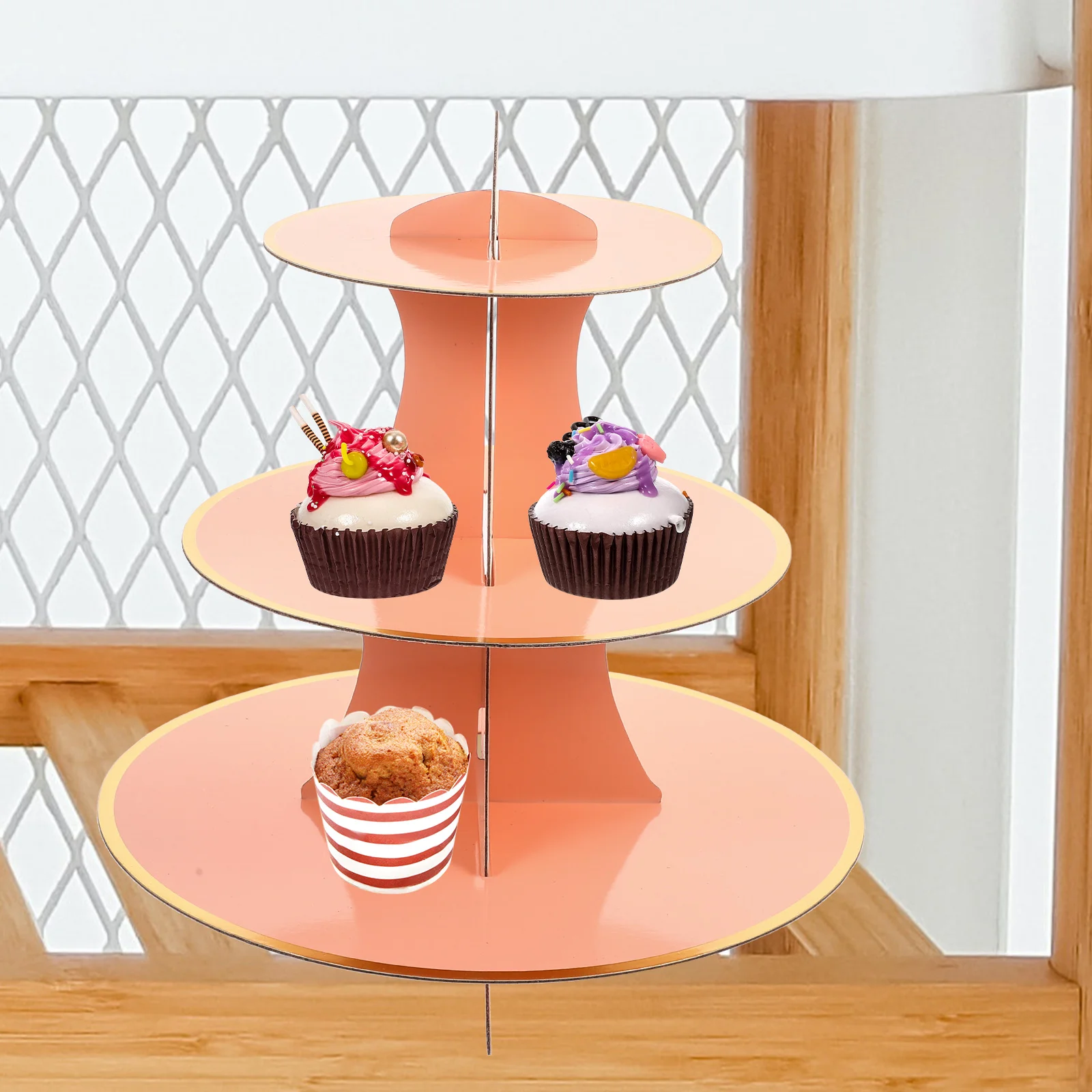 Creative Cake Holder Exhibition Dessert Stand Decor Convenient for Display Bronzing Multifunctional Desktop Cupcake