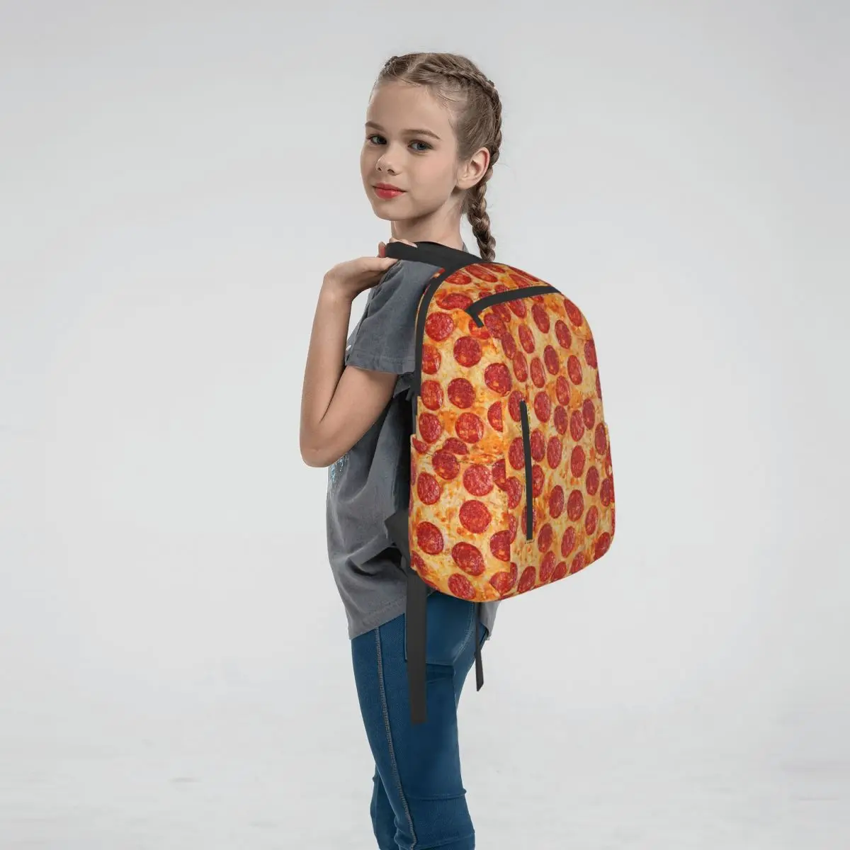 Realistic Pepperoni Pizza Pattern Backpack Daypack Boys Girls BookBag School Bag Shoulder Bags for Men Women