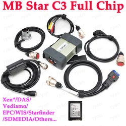 Full Chip MB Star C3 Support 12V & 24V Auto Diagnosis Tool Best SD Connect Multiplexer Tester C3 With SSD Software Optional