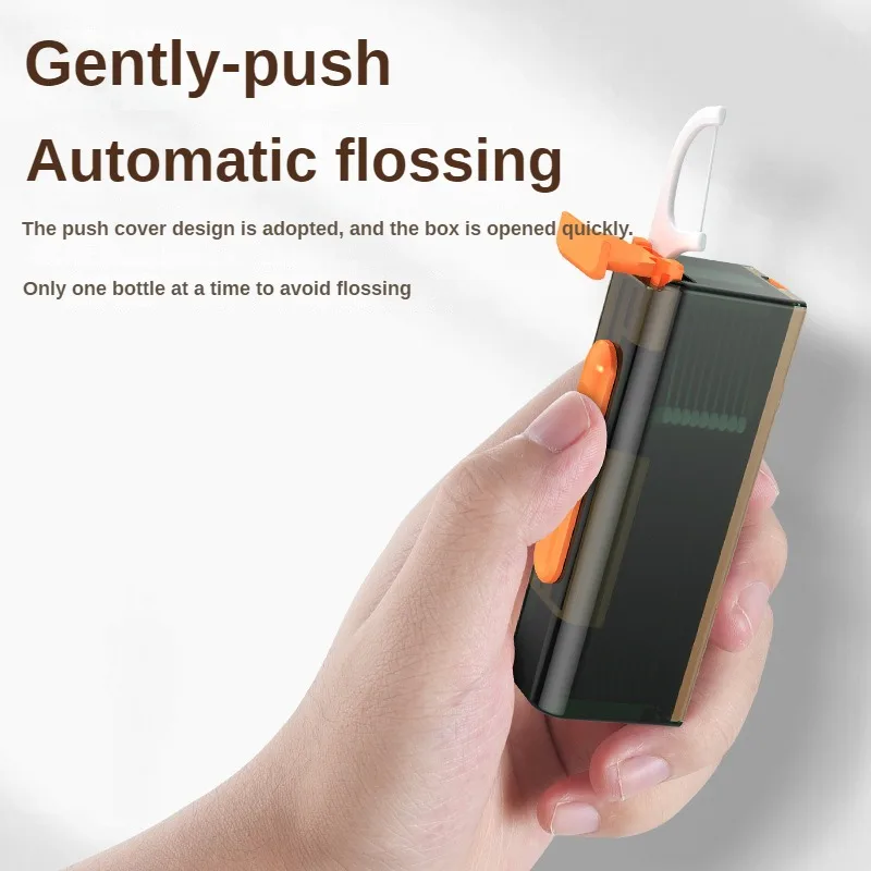 Mecha Wind Mirror Portable Floss Box, Auto Pop Up, Mini Transparent Floss Stick Storage, Oral Care Organizer, 10Pcs