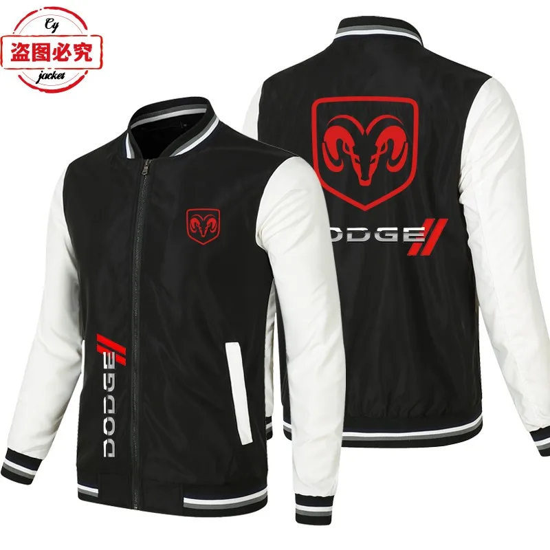 Dodge logo jacket loose long-sleeved men's color matching top baseball jacket Dodge team racing suit