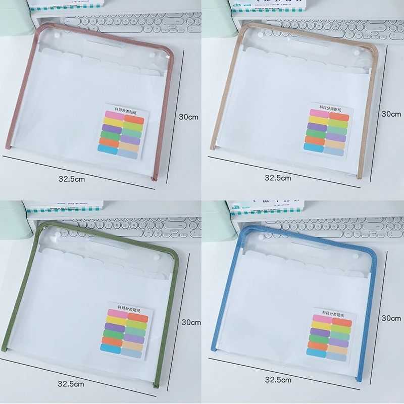 Simple Portable Transparent Binding File Bag Fashion Student Test Paper Storage Organ Bag Office School Supplies