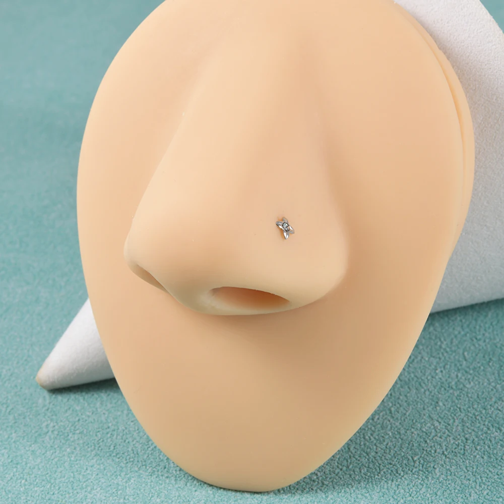 Surgical Steel Zircon S -Shaped Eye Flower Star Nose Stud Nose Bone Ring Nose Piercing Retainer Holder Body Jewelry