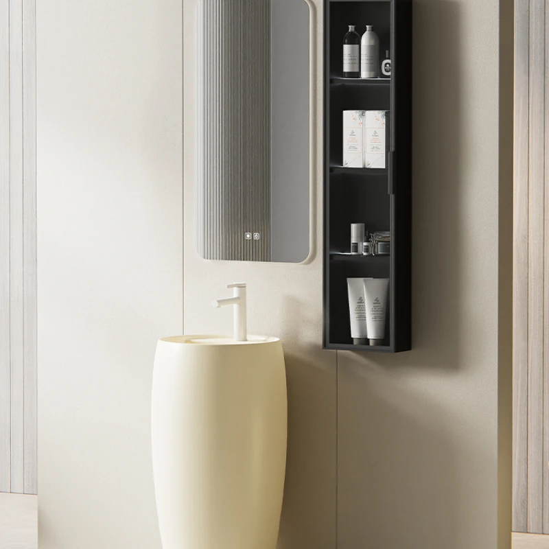 Column-type cream washbasin toilet color cream wind column basin floor-type integrated ceramic