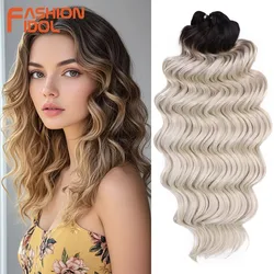 FASHION IDOL pelo sintético de ganchillo ondulado profundo Passion Twist 24 pulgadas 300g trenzas de ganchillo pelo rizado 3 uds extensiones de cabello trenzado