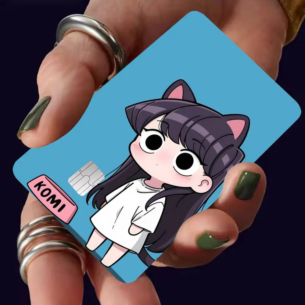 Anime K-Komi Cannot C-Communicate 4pcs 1Set Laser Holographic Sticker Skin Cover for Credit Bank Debit Card