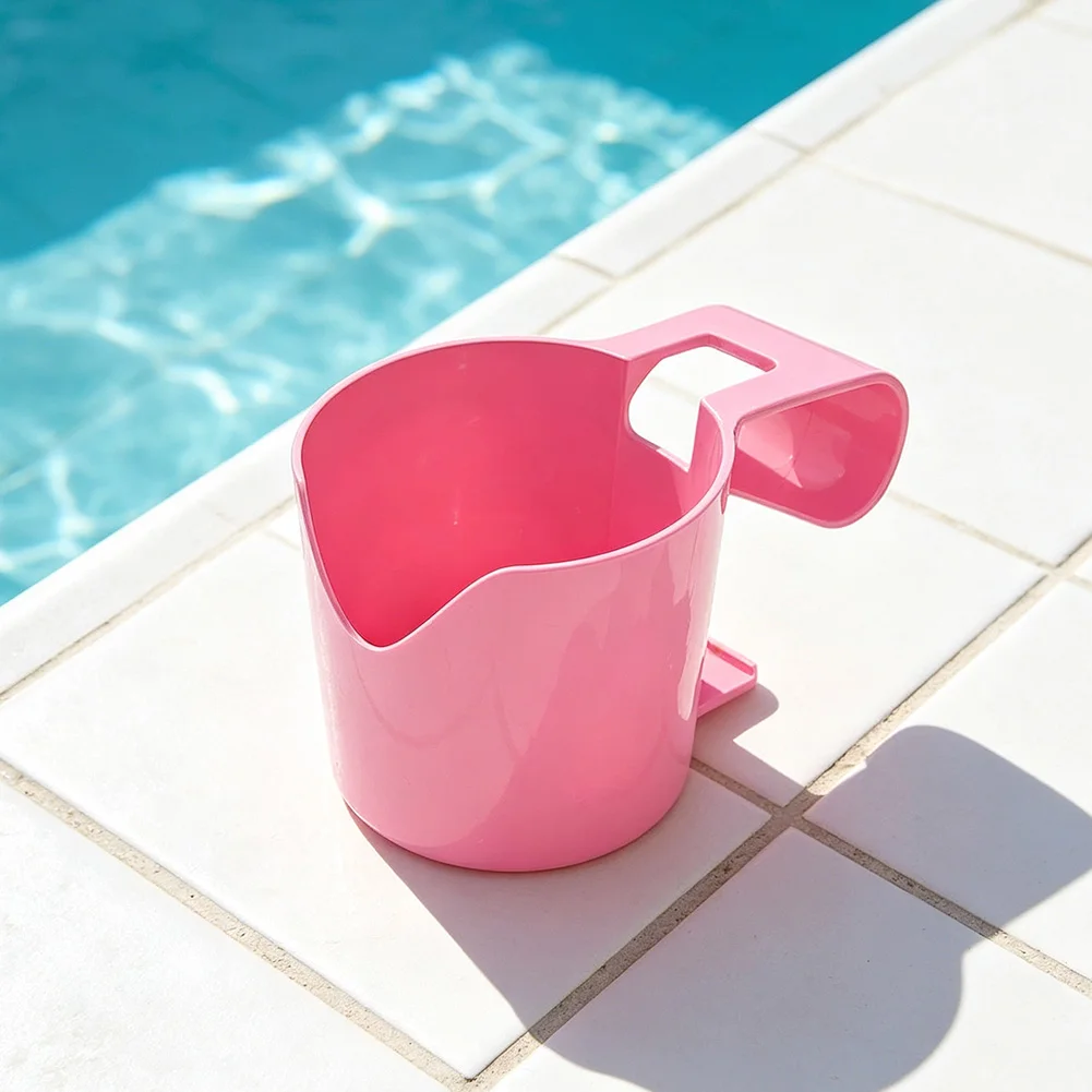 Drill Pool Cup Holder with Wall Mount Poolside Clip and Base Fits 12oz 330ml 500ml Bottles 9.5x9x15cm ABS Plastic