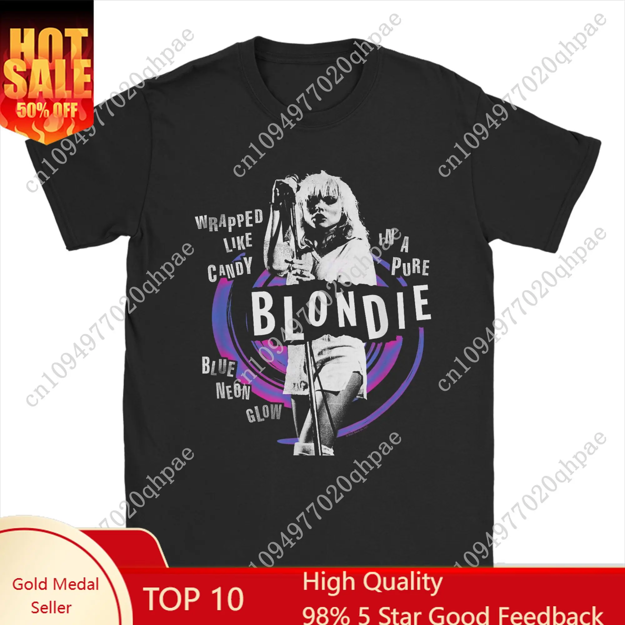 

Blondies Punk Wrapped Like Candy T Shirts for Men 100% Cotton Novelty T-Shirt Vintage Band Tees Short Sleeve Clothes Plus Size