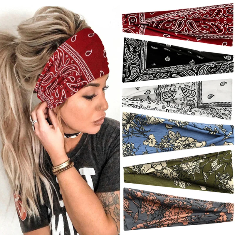

6 шт./компл. ретро богемный ‌ Эластичная повязка для волос, модные тканевые ленты для волос, обруч, повязка на повязку ‌ Повязка на голову для взрослых, головной убор для тренировок