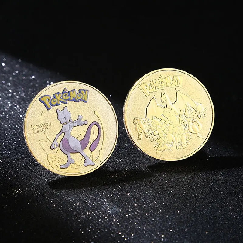 Anime Comemorativo Conjunto Medalhão, Pokemon Gold Coin, Presente Collectible Pokeball, Metal, Mewtwo, Charizard, Pikachu, Venusaur, Squirtle