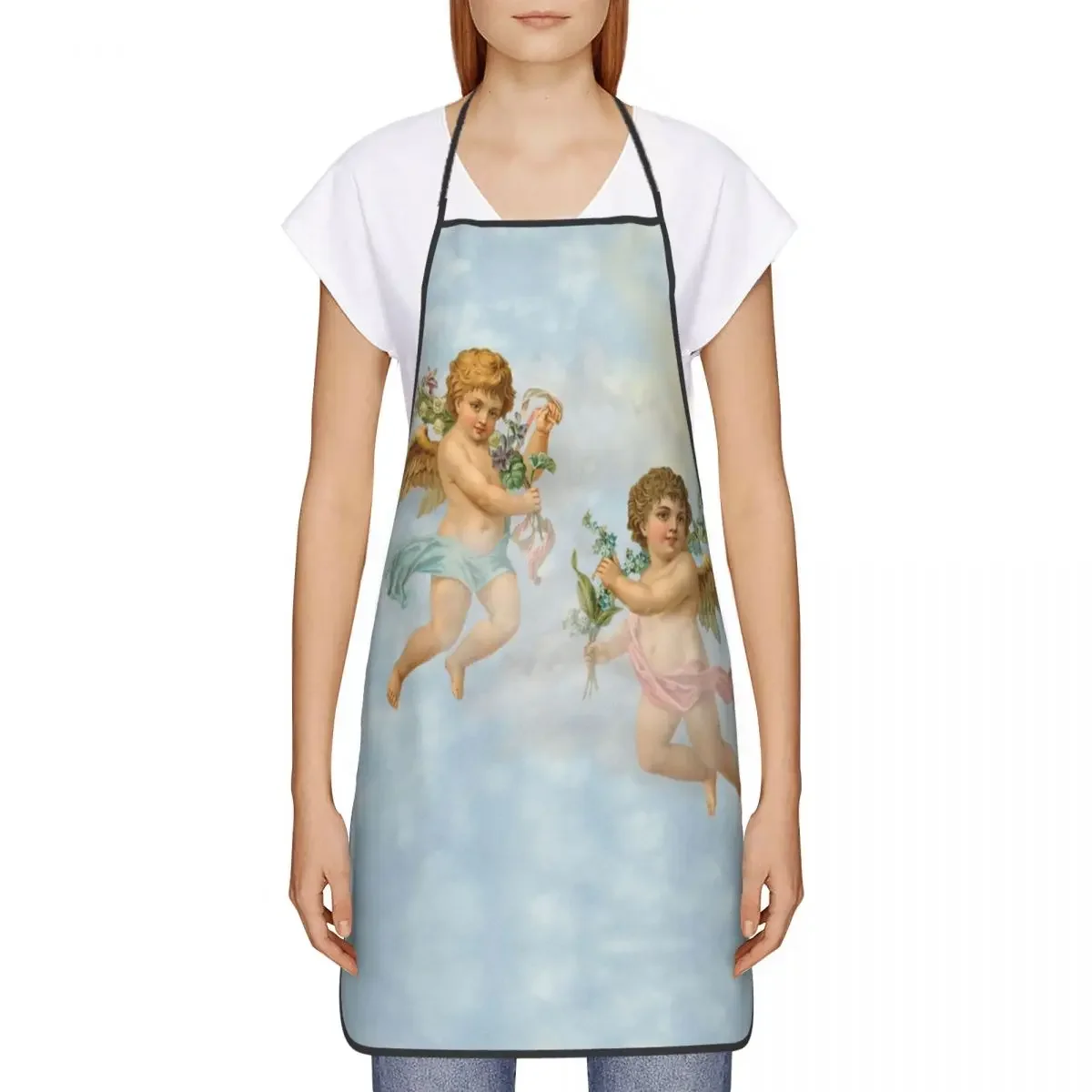 Custom Bib Cupid Angels In Heaven Apron for Men Women Adult Chef Cooking Kitchen Aesthetic Renaissance Art Tablier Cuisine