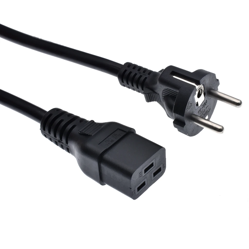 CEE7/7 European Straight Schuko to IEC C19 Power Cords, 16A 250V, Connected To C20 AC Power Cable Schuko Adapter Lead Cord