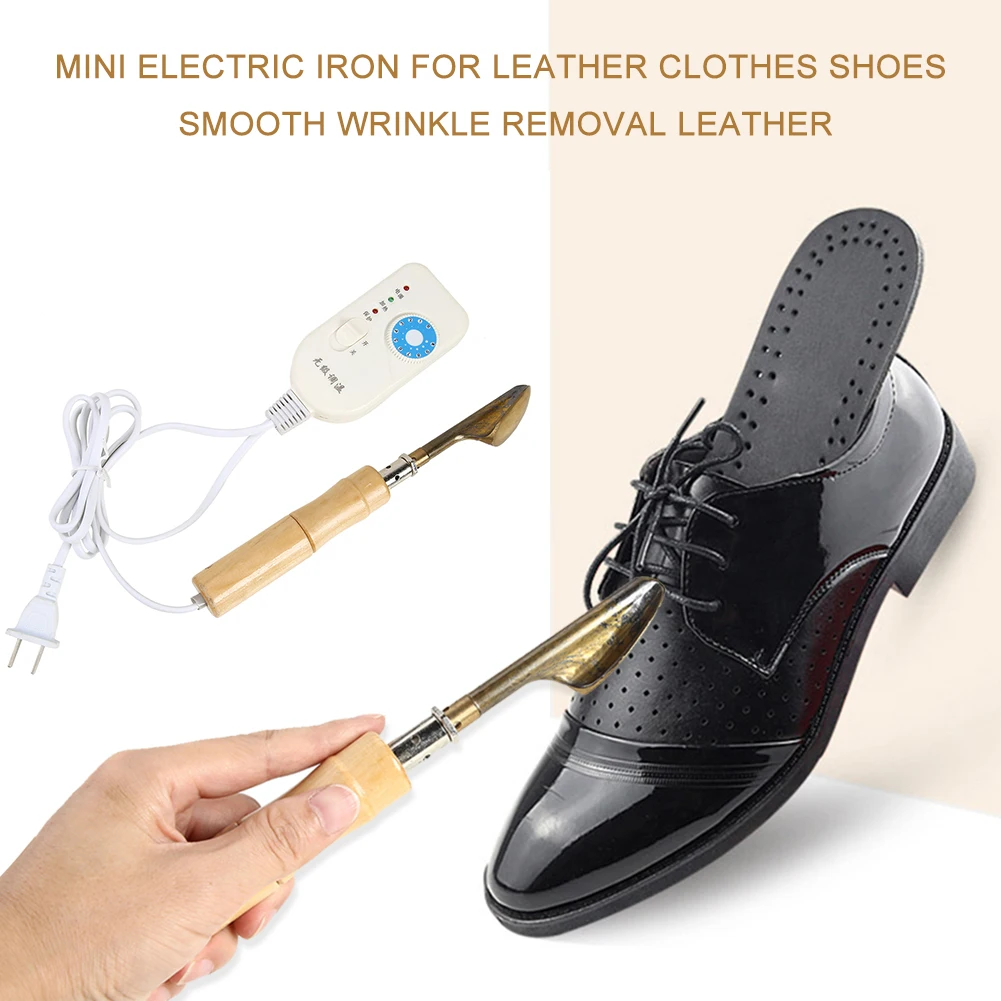 Mini Electric Iron Strong Toughness Electric Portable Wood Handle Portable for Leather Clothing Bag Shoes Crafting