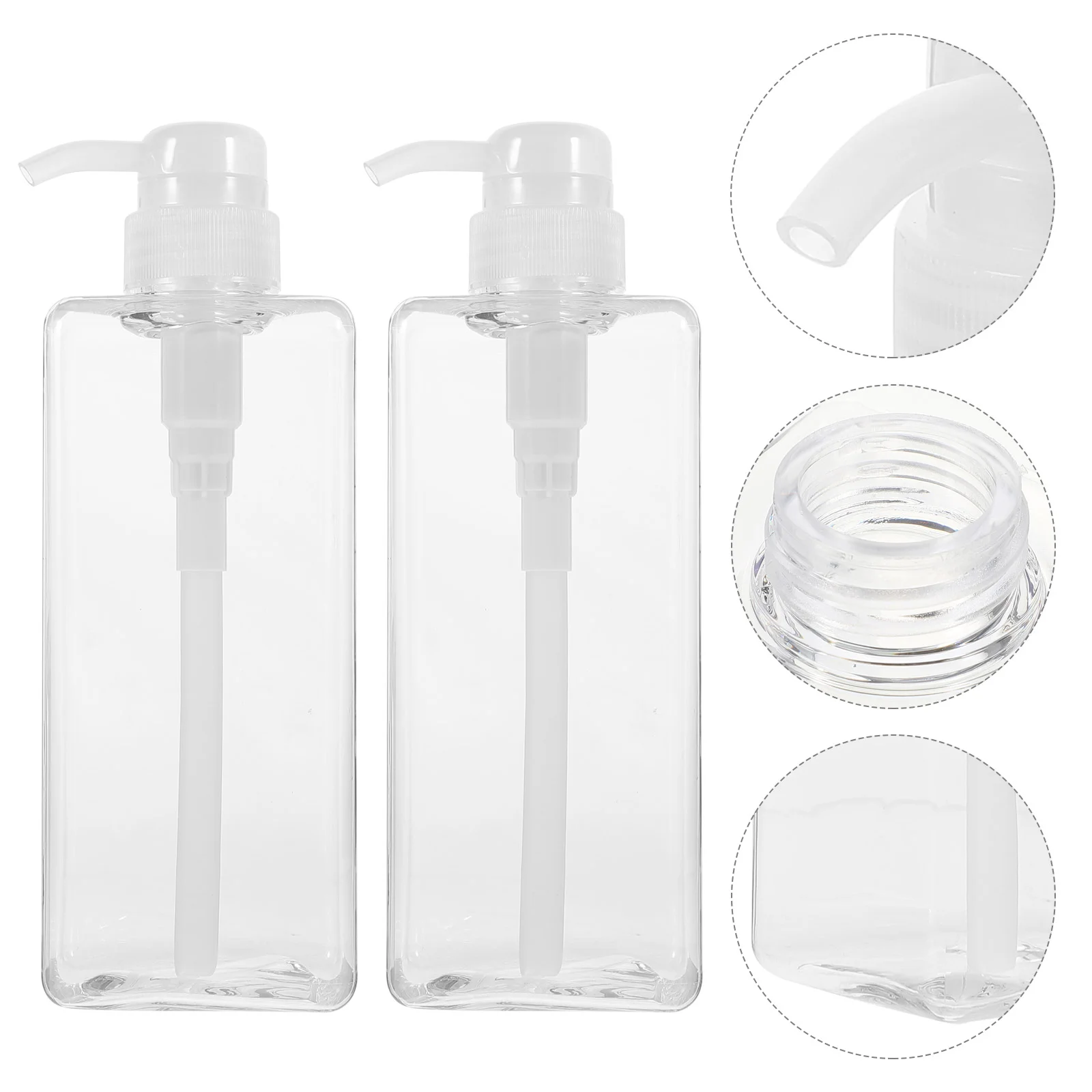 

2 Pcs Hand Soap Dispenser Lotion Bottles Pump For Press Dispensing Transparent Shampoo Refillable With