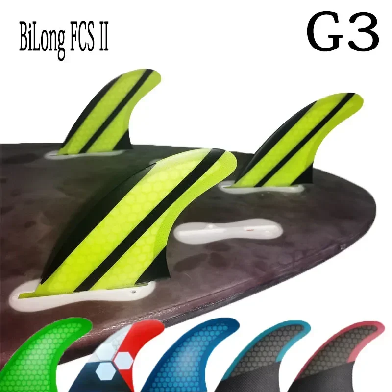 BiLong FCS II G3 Surfboard Thruster Tri Fin Fiberglass  Electric Quilhas Surf Weakness Wakeboard Windsurf Fins Skimboard Surfing