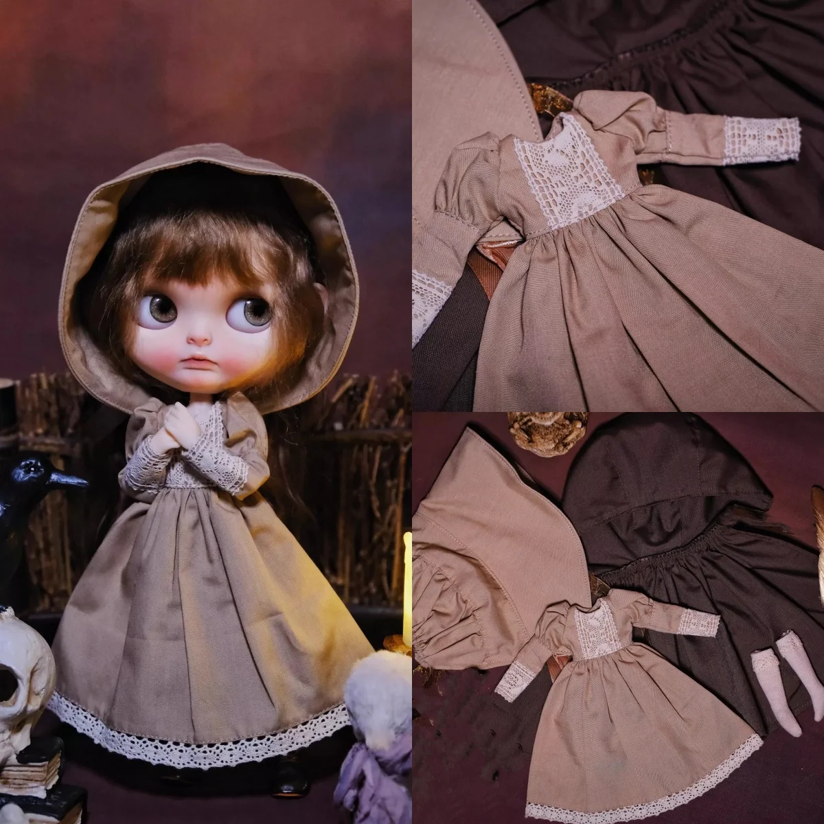 

Комплект кукольной одежды ручной работы Blyth, винтажное стильное платье, классический крой Blyth OB24 OB22 Azone19, экшн-фигурка, модель, подарки