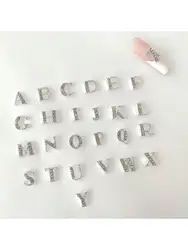 26pcs/pack A To Z Alphabet Shaped Silver Rhinestone Nail Art Decoration Japanese Korean Suitable Women And Girls' Nail Salons
