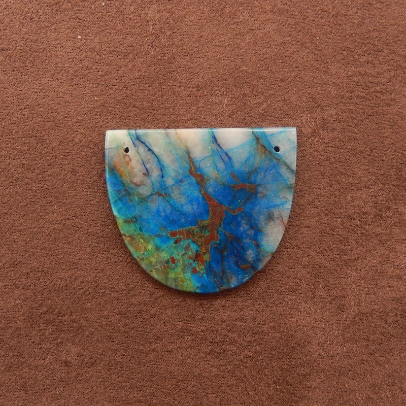 

Подвеска в форме полумесяца из натурального хризокола, яркий сине-зеленый драгоценный камень с медными включениями для ювелирных изделий ручной работы 31x35x3 мм-6,7 г