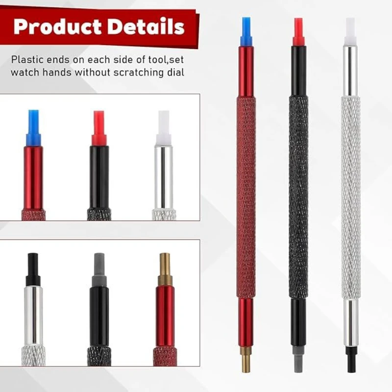 Watch Hand Fitting Set Spring Watch Hand Remover Plier Rubber Tip Hand Presser Tool for Watch Repair Craft Work