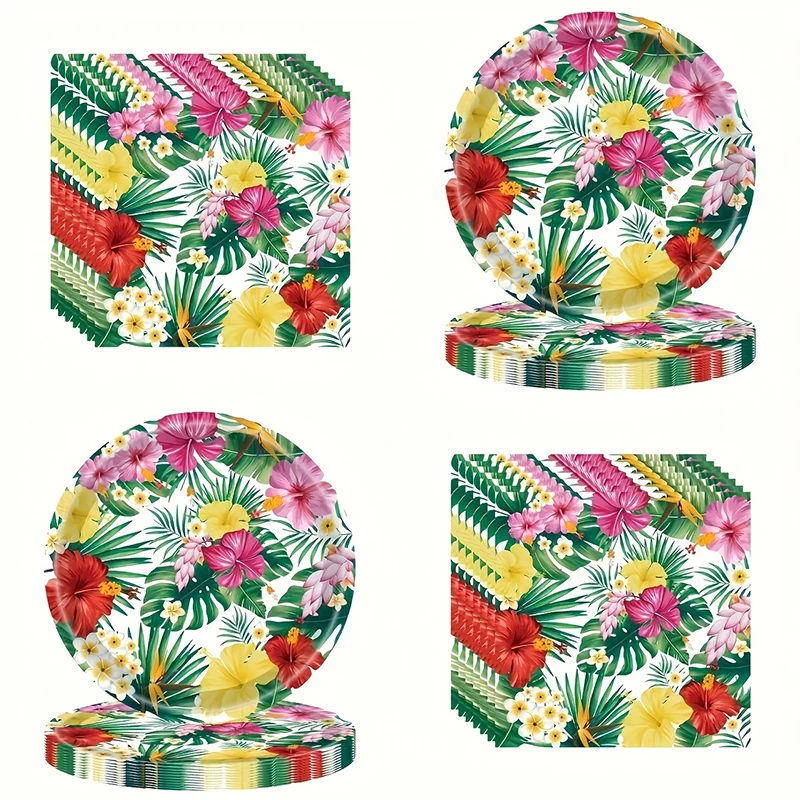 Aloha Hawaii Thema Einweggeschirr Tropische Schildkröte Blätter Blumenteller Serviette Happy Summer Aloha Geburtstag Party Dekor