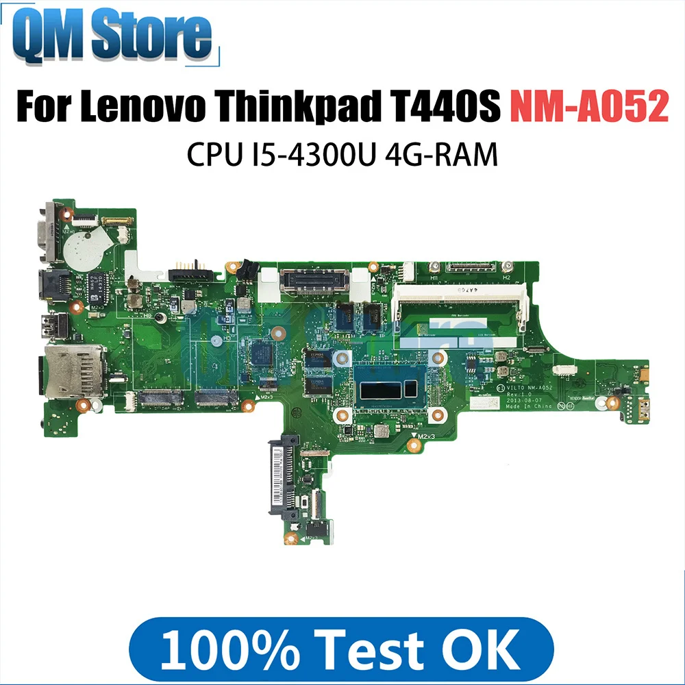 T440S Notebook Mainboard For Lenovo ThinkPad Laptop Motherboard With I5-4300U 4GB RAM VILT0 NM-A052 FRU 04X3901 Fully Tested