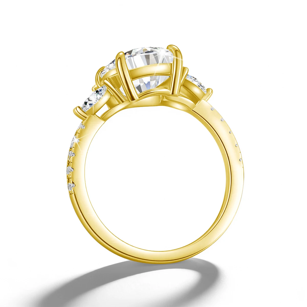 Sparkle 4.5ct Oval Cut D Color Moissanite Ring Real 14K Gold Filled Thick Gold Plating Layer Lab Diamond Jewelry Gift for Women