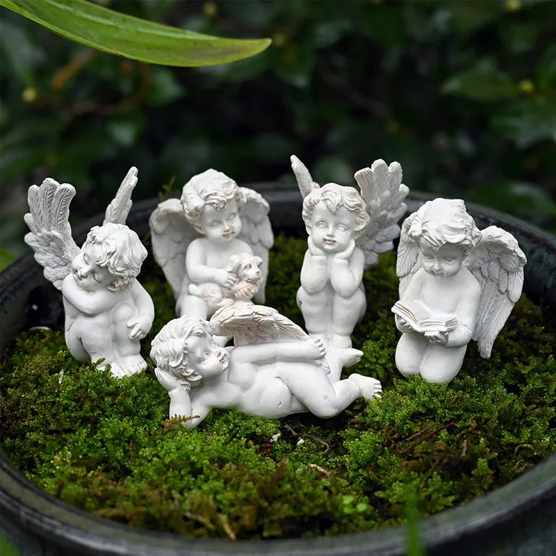 

European Retro Resin Angel Plug-in Garden Decoration Accessories Outdoor Balcony Micro-landscape Flowerpot Decorative Crafts