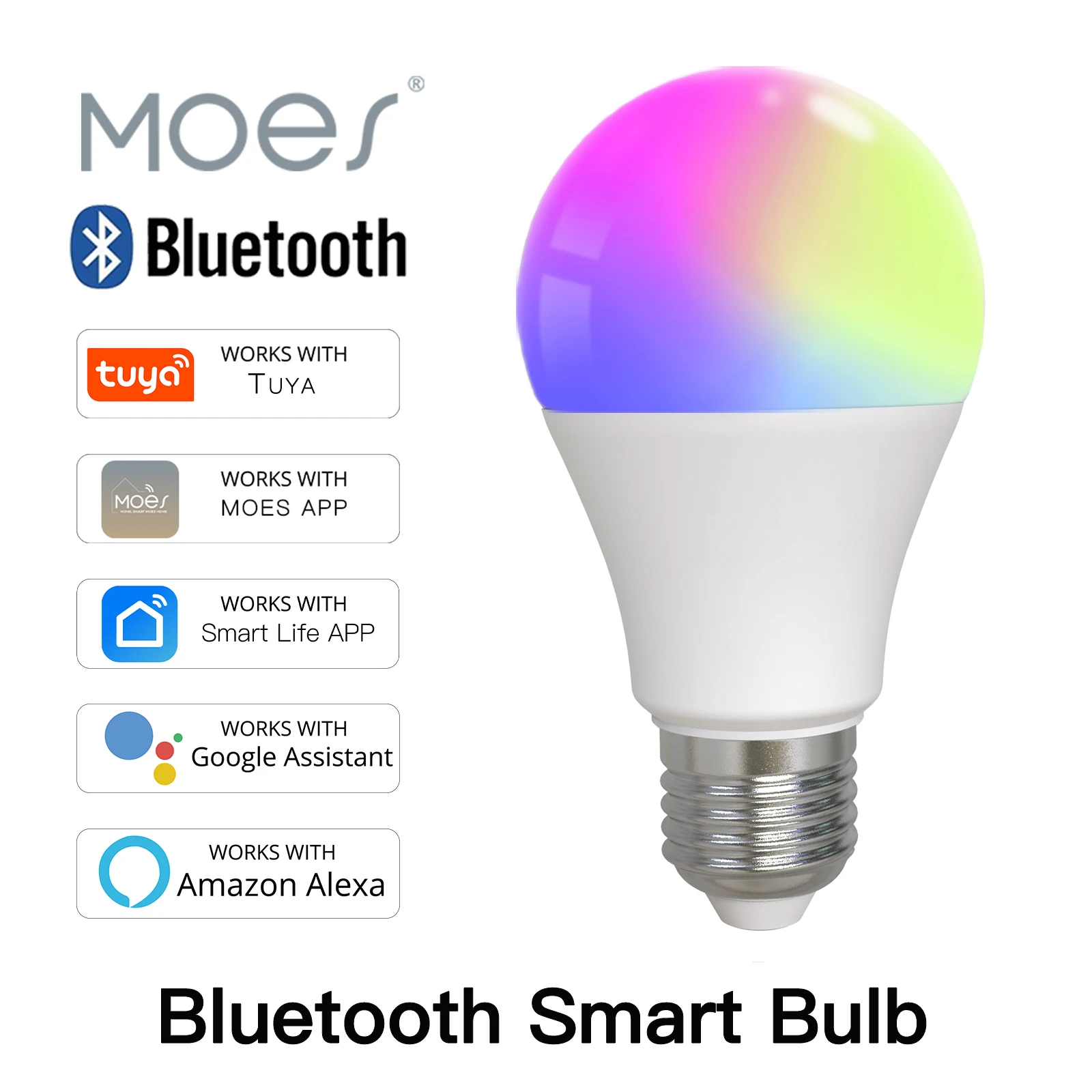 Lampadina LED Bluetooth MOES E27 lampada intelligente dimmerabile colore regolabile, compatibile con Alexa e Google Voice, perfetta per Partie