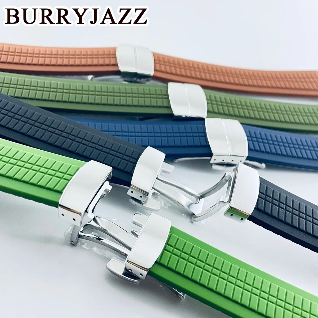 BURRYJAZZ Serie 5164/5167 Correa de 21 mm Correa de caucho impermeable y a prueba de polvo Pulsera de silicona sin marcar