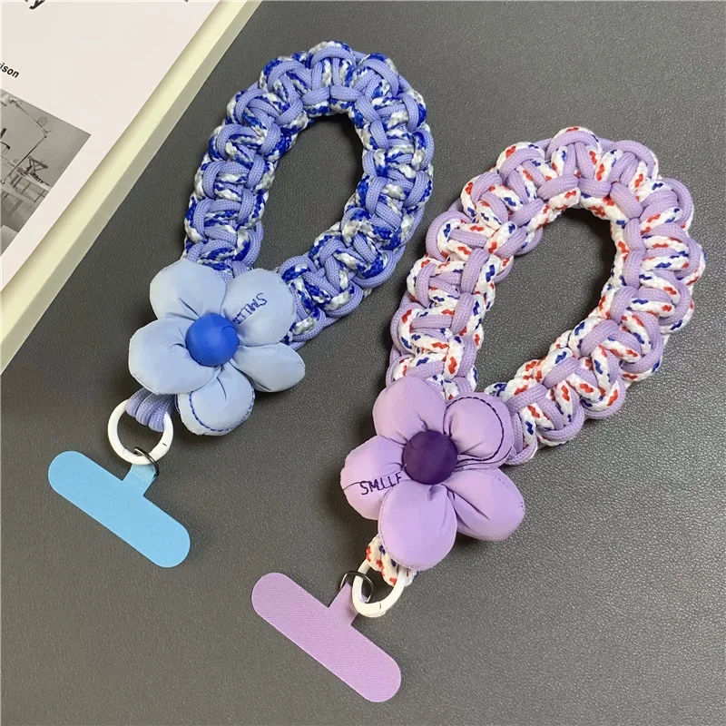 

Модернизированный прочный ремешок для мобильного телефона, тканая веревка с цветком на запястье, короткий уличный ремешок для путешествий, противоугонный телефон, чашка для воды, подвесная веревка
