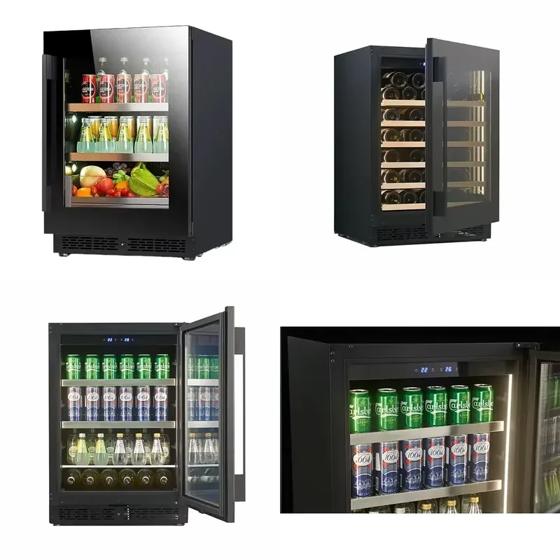 Built In Wine Cooler Refrigerator Single Zone Glass Door Electric Freestanding Wine Fridge For Home Hotel Kitchen Bar Storage