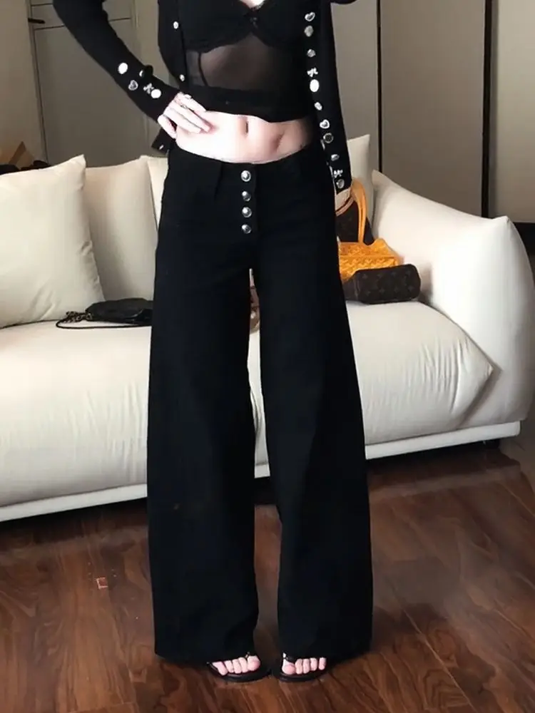 

Женские джинсы-карго Dark Academia в готическом стиле в стиле гранж с низкой талией, расклешенные джинсы Abi Y2k Harajuku, джинсовые брюки-клеш Goblin Core