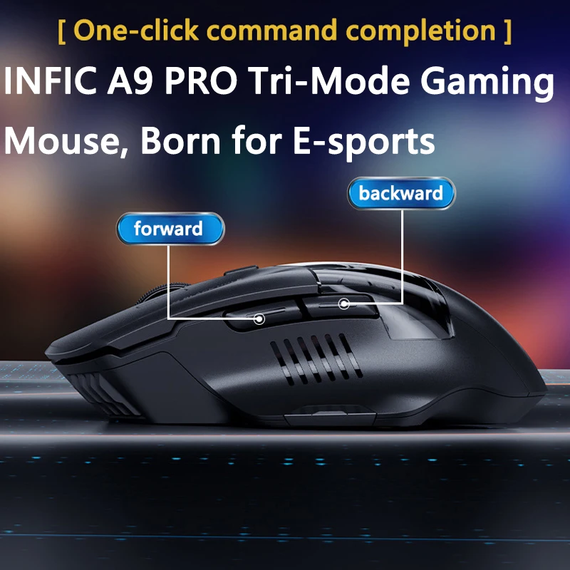 Inphic A9 PRO MAX Novo mouse para jogos com fio/sem fio/bluetooth de três modos, taxa de retorno de 1000 Hz, mouse sem fio de 12800 DPI