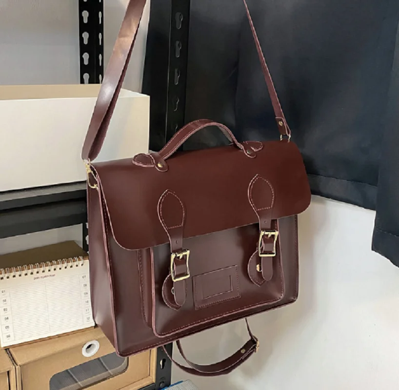 New Korean Style Vintage Men Women's Leather Backpack Preppy School Bag Messenger Totes Large Capacity Travel Shoulder Bags