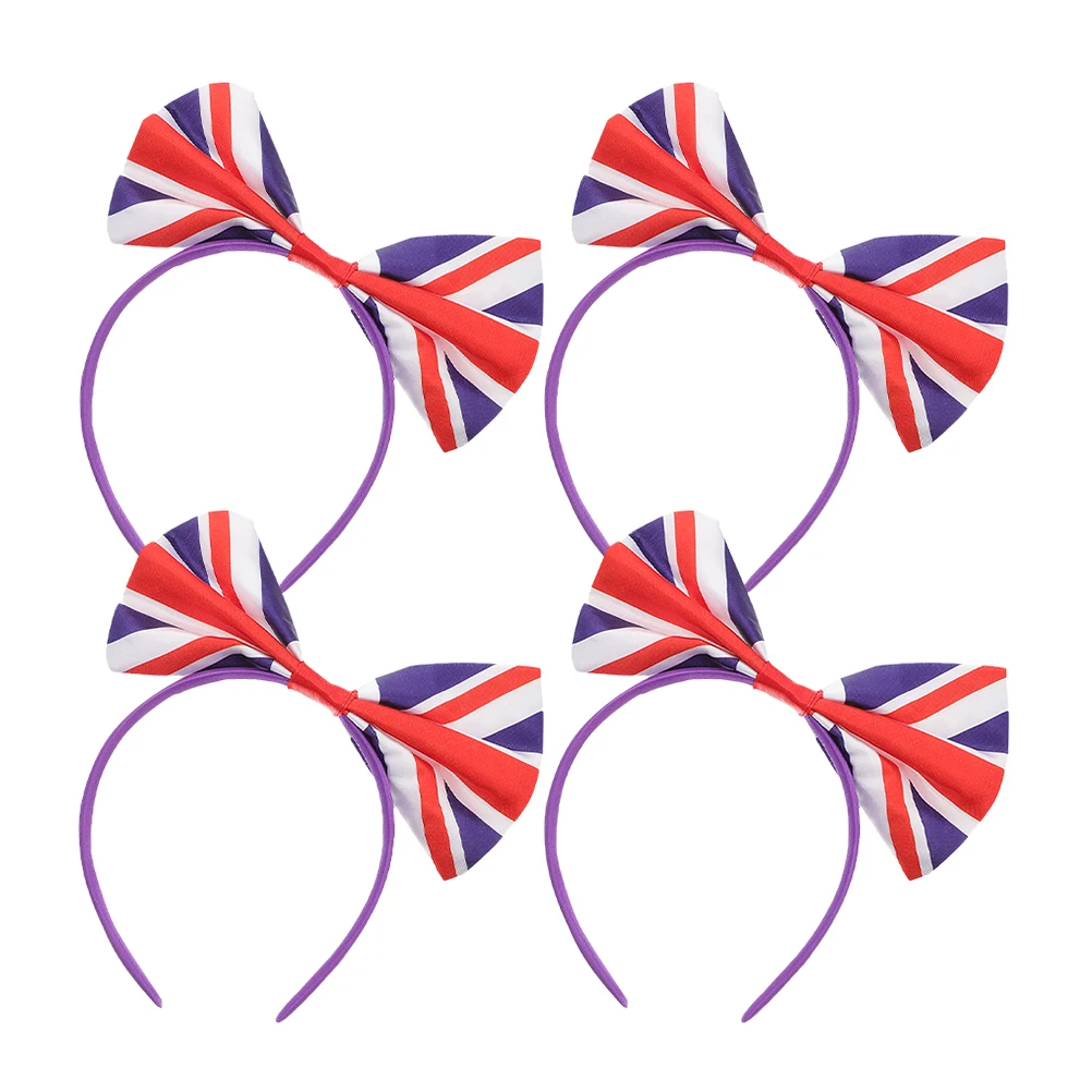 

4pcs Satin British Flag Hair Accessories Women Uk Headbands Girls Womens Headband Headdress Fashionable Hair Bands