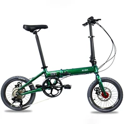 16 Inch Folding Bike Foldable Bicycle Aluminum Alloy 8 Variable Speed Portable Disc Brake Free Installation 10.5kg Bearing Hub