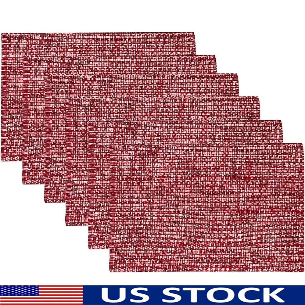 

Set of 6 Cotton Placemats Two-Tone Rectangle Washable Table Decor Kitchen Dining Table Accents Everyday Use and Events