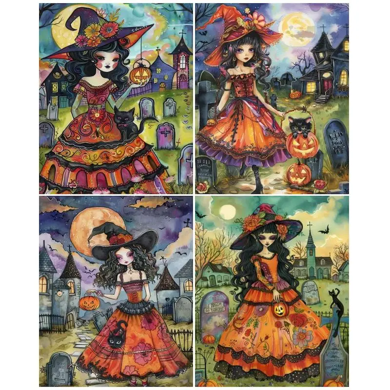 

GATYZTORY 60x75cm Paint By Numbers Witch Pictures By Numbers Wall Art Adults Crafts Home Decors Acrylic Paint Kit
