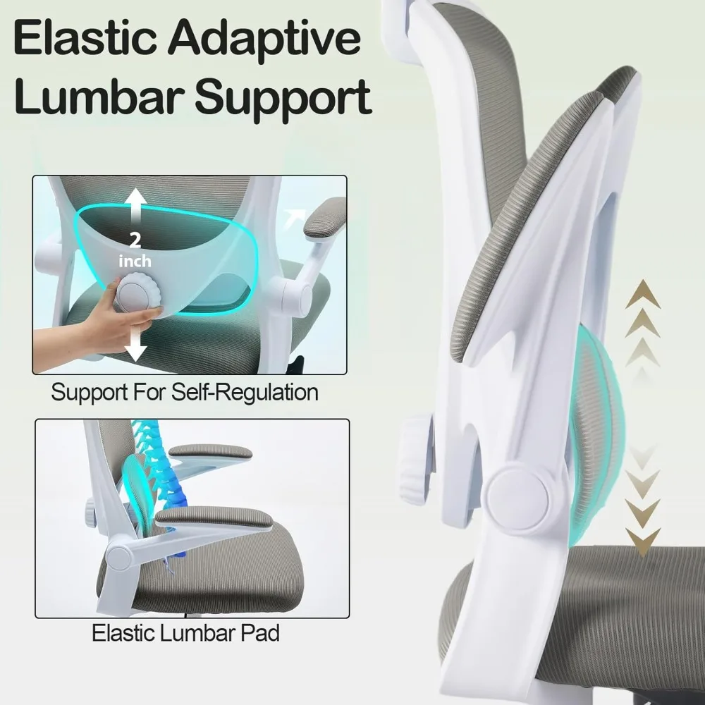 Verstellbarer Bürostuhl aus Netzstoff mit hoher Rückenlehne, automatischer Lendenwirbelstütze und Neigungsschloss für den Heimgebrauch