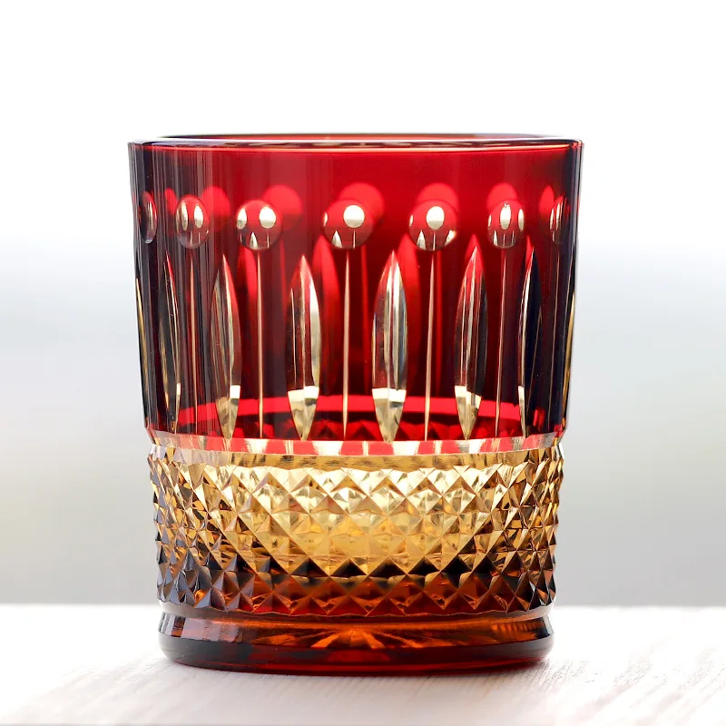 Vintage Edo Kiriko Japanese Hand-carved Whiskey Glass Crystal Wine Glass