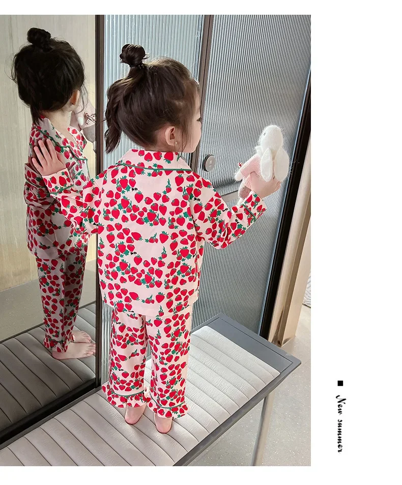 Baby Girl Clothes Suit Pajamas 2024 New Spring and Autumn Girls Spring Thin Baby Set Long Sleeve Children Home Fashion Wear