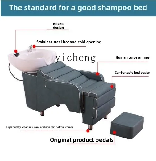 TQH Shampoo Bed Barber Shop Hair Salon Special  Shampoo Chair Factory Direct Sales Flush Bed Ceramic Basin Hair Bed