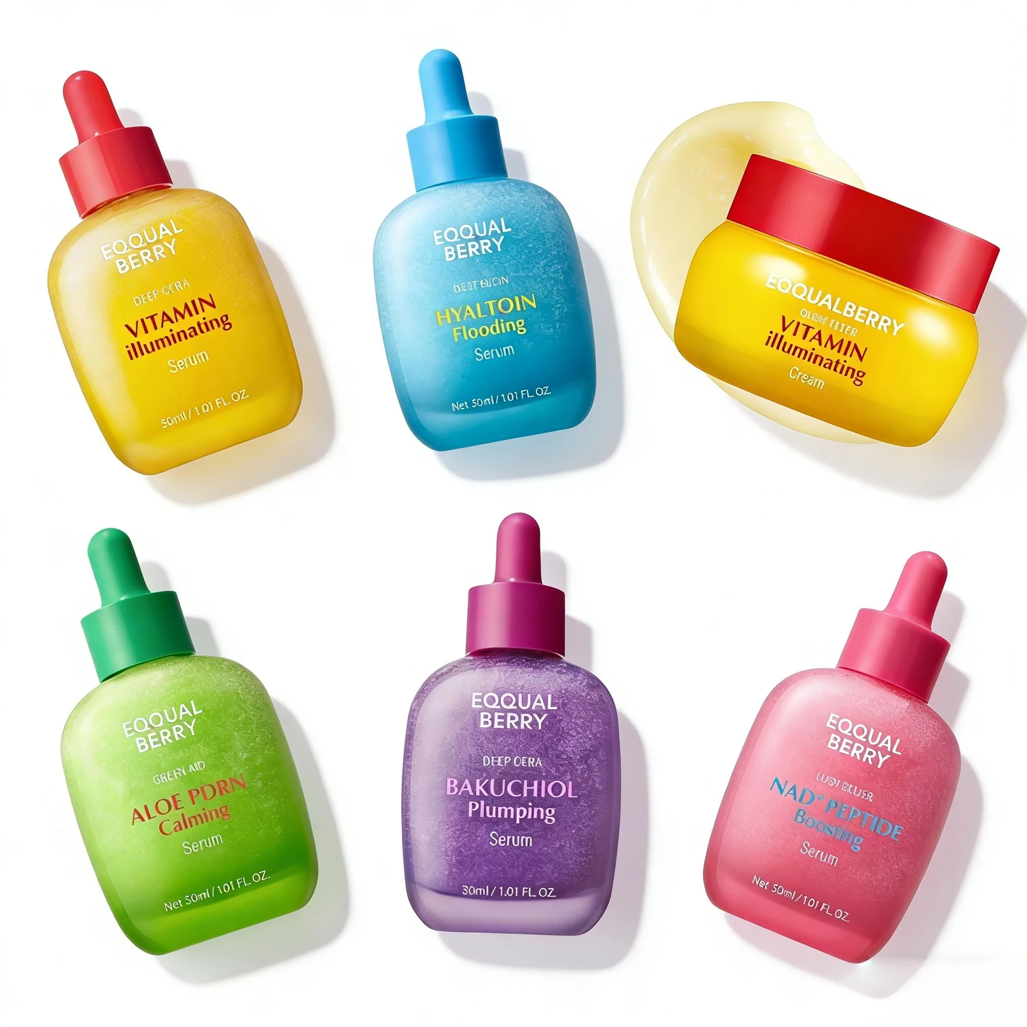 Koreanisches EQQUALBERRY BAKUCHIOL Bakuchiol Plumping Gesichtspflege-Serum mit Pipette, Vitamin-Illuminating-Creme zur nährenden und feuchtigkeitsspendenden Pflege