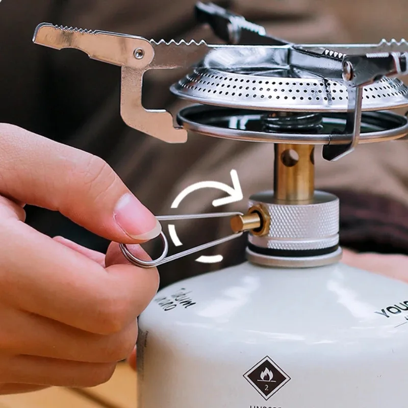 موقد غاز للتخييم في الهواء الطلق في الشتاء مع حقيبة تخزين، موقد تخييم صغير، موقد طهي محمول قابل للتعديل، مناسب للمشي لمسافات طويلة